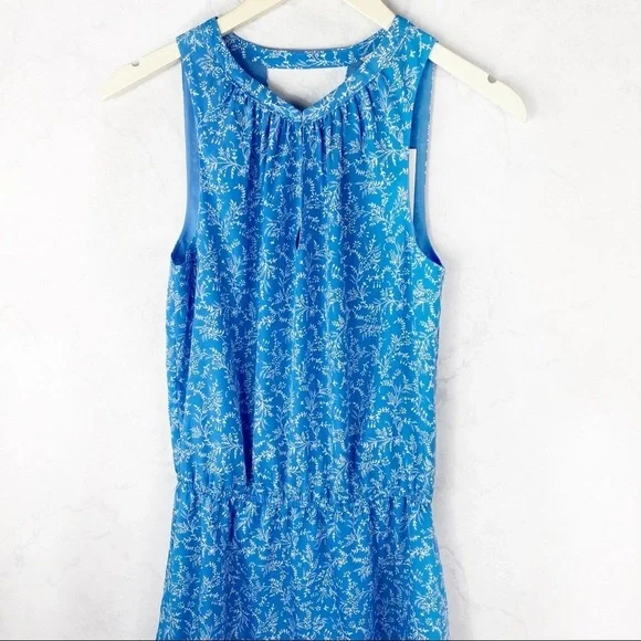 [Joie] Classic Blue Floral Ruffle Dress